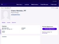 Website Screenshot Claire Behnke, DPT
