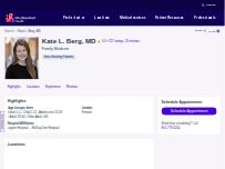 Website Screenshot Kate L. Berg, MD