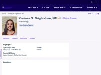 Website Screenshot Kortnee S. Brightshue, NP