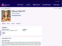 Website Screenshot Allison Hall, DPT