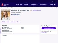 Website Screenshot Meghan M. Cirulis, MD