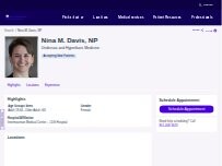 Website Screenshot Nina M. Davis, NP