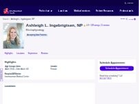 Website Screenshot Ashleigh L. Ingebrigtsen, NP