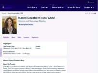 Website Screenshot Karen Elizabeth Ady, CNM