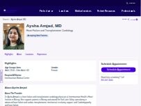 Website Screenshot Aysha Amjad, MD