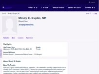 Website Screenshot Mindy E. Esplin, NP