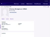 Website Screenshot Christy Bridgford, CRNA