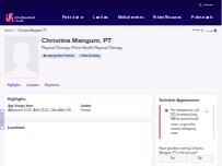 Website Screenshot Christina Mangum, DPT
