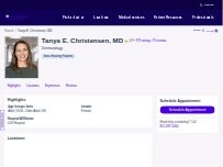 Website Screenshot Tanya E. Christensen, MD