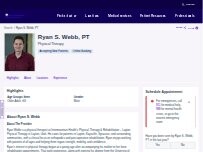 Website Screenshot Ryan S. Webb, DPT