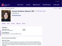 Website Screenshot Johna Simkins Beard, NP