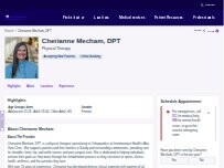 Website Screenshot Cherianne Mecham, DPT