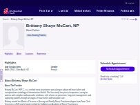 Website Screenshot Brittany Shaye McCart, NP