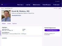 Website Screenshot Scott M. Robins, DO