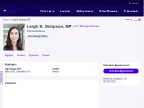 Website Screenshot Leigh E. Simpson, NP