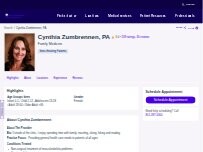 Website Screenshot Cynthia Zumbrennen, PA
