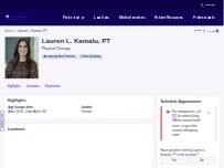 Website Screenshot Lauren L. Kamalu, DPT