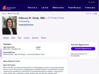 Website Screenshot Allison P. Sink, MD