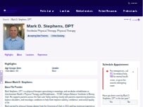 Website Screenshot Mark D. Stephens, DPT