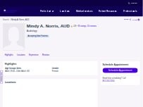 Website Screenshot Mindy A. Norris, AUD