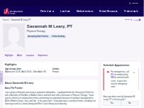 Website Screenshot Savannah M Leary, DPT