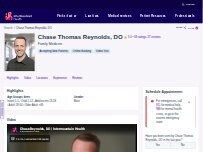 Website Screenshot Chase Thomas Reynolds, DO