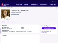 Website Screenshot Lindsay M Leither, DO