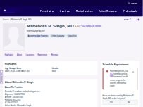 Website Screenshot Mahendra P. Singh, MD