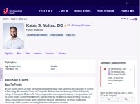 Website Screenshot Kabir S. Vohra, DO