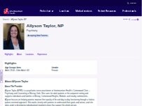 Website Screenshot Allyson Taylor, NP