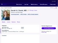 Website Screenshot Sarah H. Zarek, MD