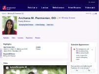 Website Screenshot Archana M. Parmenter, DO