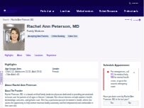 Website Screenshot Rachel Ann Peterson, MD