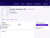 Website Screenshot Zheila R. Schwartz, NP