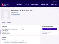Website Screenshot Stephanie N. Sandhu, MD