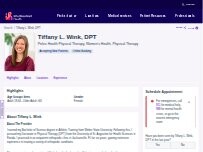 Website Screenshot Tiffany L. Wink, DPT
