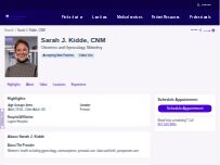 Website Screenshot Sarah J. Kidde, CNM