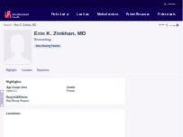 Website Screenshot Erin K. Zinkhan, MD