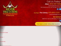 Silver Thai Cuisine website screenshot