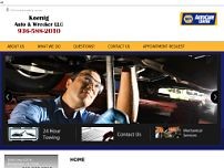 Koenig Auto & Wrecker LLC website screenshot