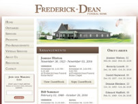 Fredericks-Dean Funeral Home website screenshot