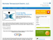 Nicholas Tomaszczuk Electric LLC website screenshot