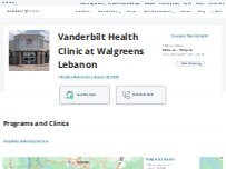 Website Screenshot Vanderbilt Health Clinic at Walgreens Lebanon