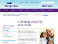 Billings Clinic - Audiology website screenshot