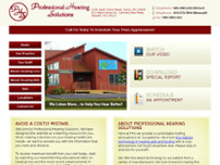 Professional Hearing Solutions website screenshot