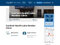 Website Screenshot Sanford Health Lake Norden Clinic