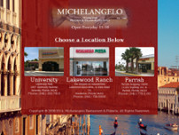 Michelangelo's Pizzeria and Italian Restaurant website screenshot