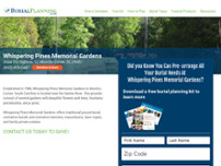 Whispering Pines Memorial Gardens website screenshot
