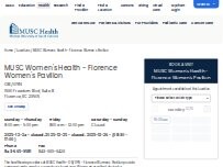 Website Screenshot MUSC Women's Health - Florence Women’s Pavilion
